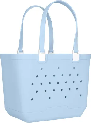 X-Large Beach Rubber Tote Bag Waterproof Sandproof Washable Travel Tote Bag Durable Modern Sports Handbag Groceries Pool (Carorina Blue, X-Large)
