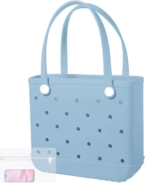 X-Large Rubber Beach Bag Tote Waterproof Tote Bag with Zipper Pocket Modern Travel Tote Bag Sports Beach