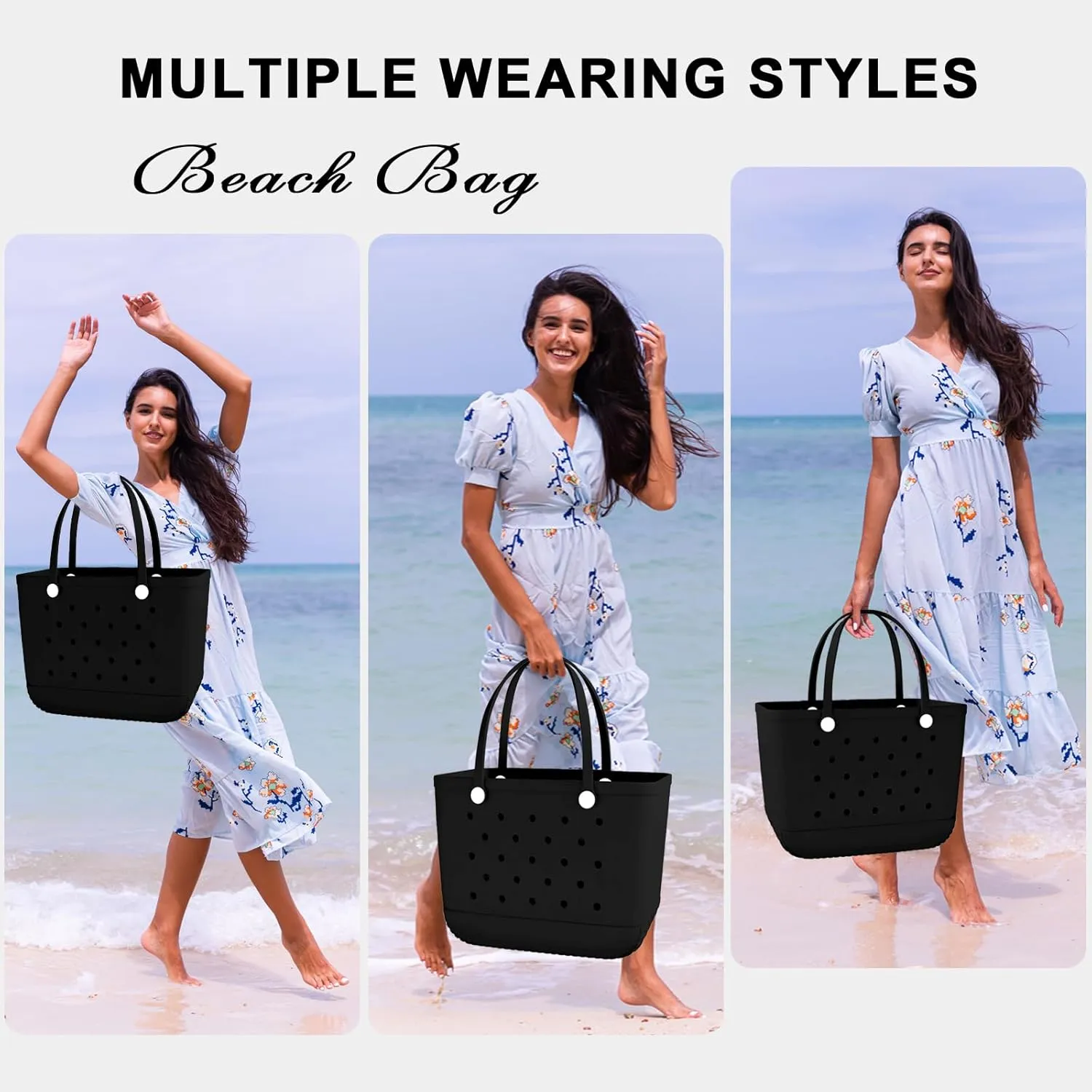X-Large Rubber Beach Bag Tote Waterproof Tote Bag with Zipper Pocket Modern Travel Tote Bag Sports Beach