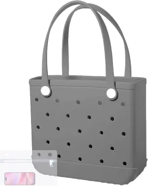 X-Large Rubber Beach Bag Tote Waterproof Tote Bag with Zipper Pocket Modern Travel Tote Bag Sports Beach
