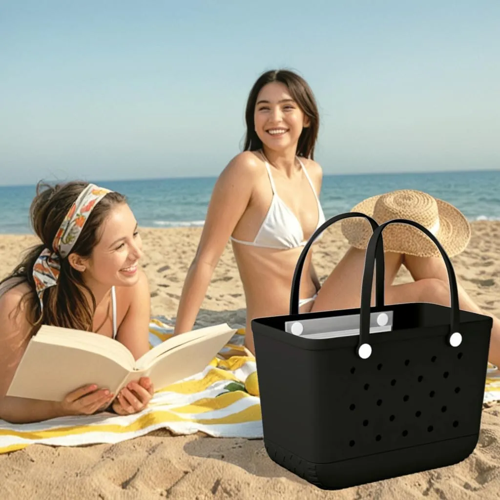 X-Large Rubber Beach Bag Tote Waterproof Tote Bag with Zipper Pocket Modern Travel Tote Bag Sports Beach