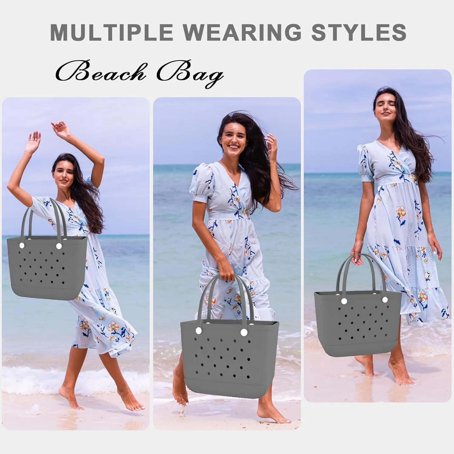 X-Large Rubber Beach Bag Tote Waterproof Tote Bag with Zipper Pocket Modern Travel Tote Bag Sports Beach