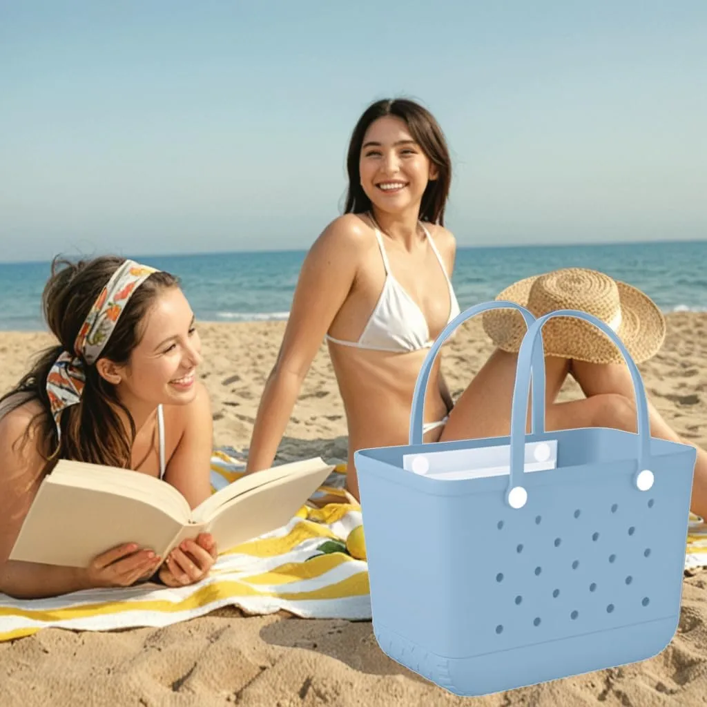 X-Large Rubber Beach Bag Tote Waterproof Tote Bag with Zipper Pocket Modern Travel Tote Bag Sports Beach