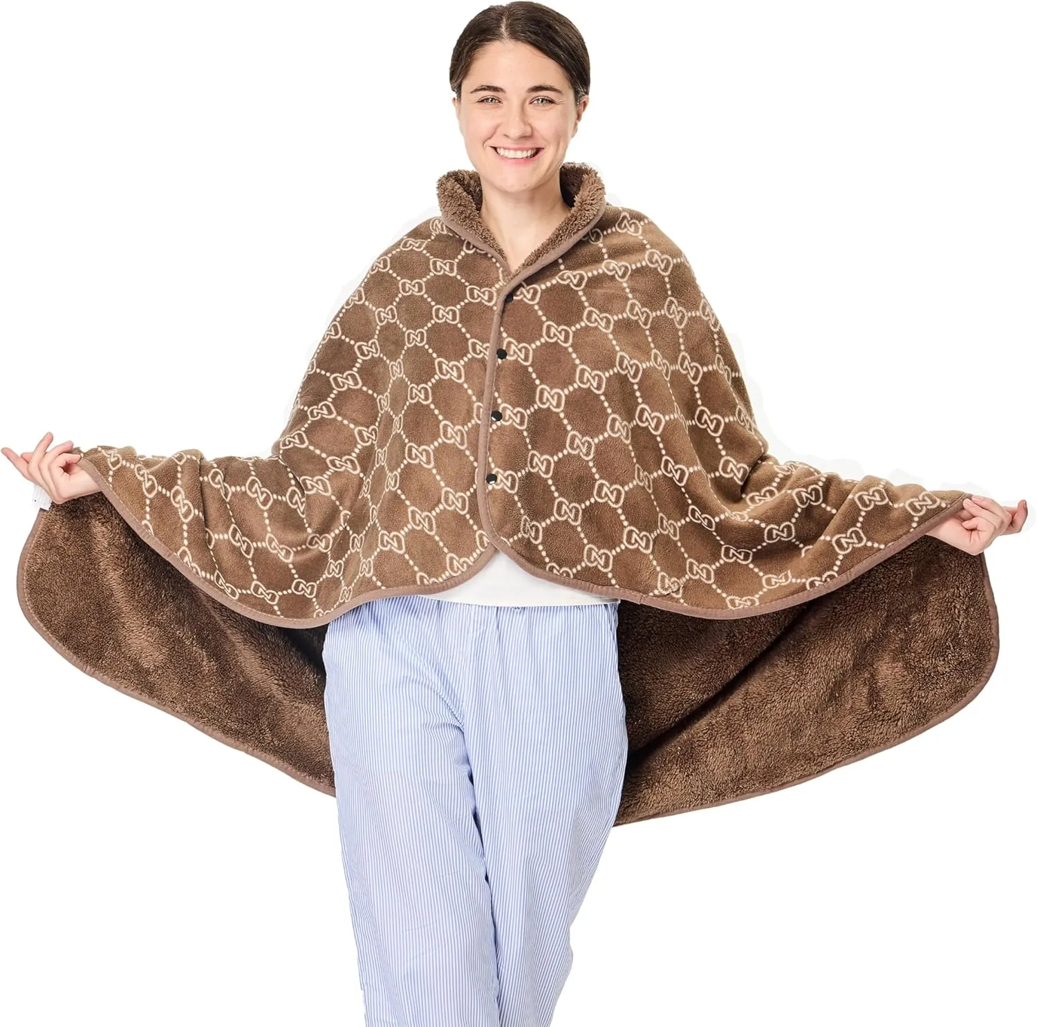 XING YE CHUAN Fleece Wearable Blanket, Comfy Poncho Throw with Buttons, Plush Sleeveless Blankets, for Women Cape Wrap Cover…