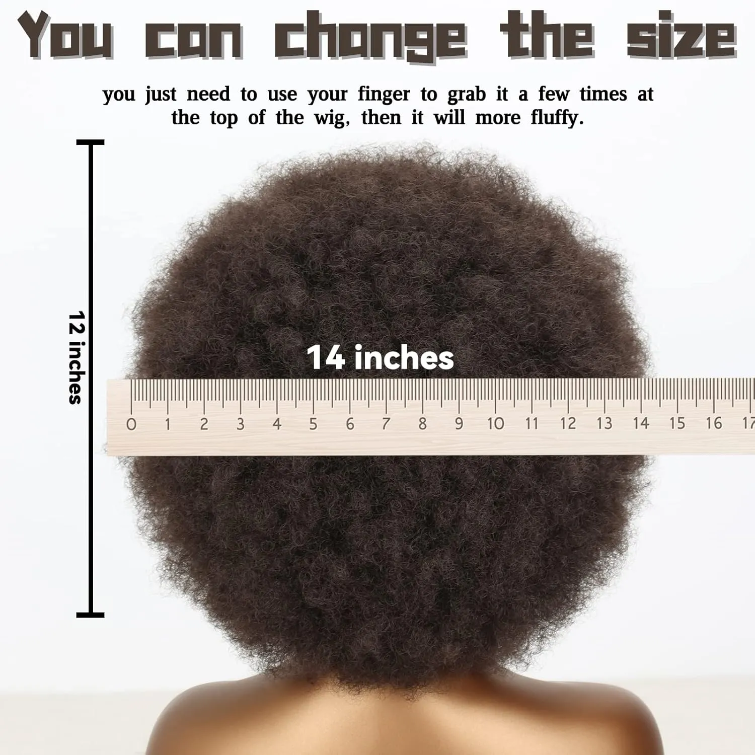 Xinran 8 inches 70s Afro Wigs for Black Women,Short Afro Kinky Curly Wig,Dark Brown Women Full Afro Kinky Wigs for Women