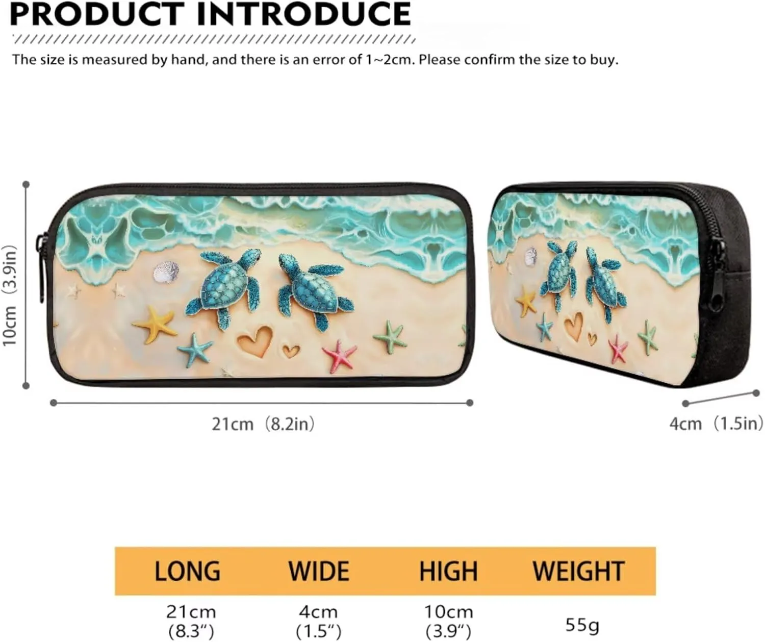 Xoenoiee Beach Turtle Starfish Pattern 3 Pcs Kids BookBag Lunch Box Pencil Bag for Primary/Middle School Bag Backpack Set for Boys Girls