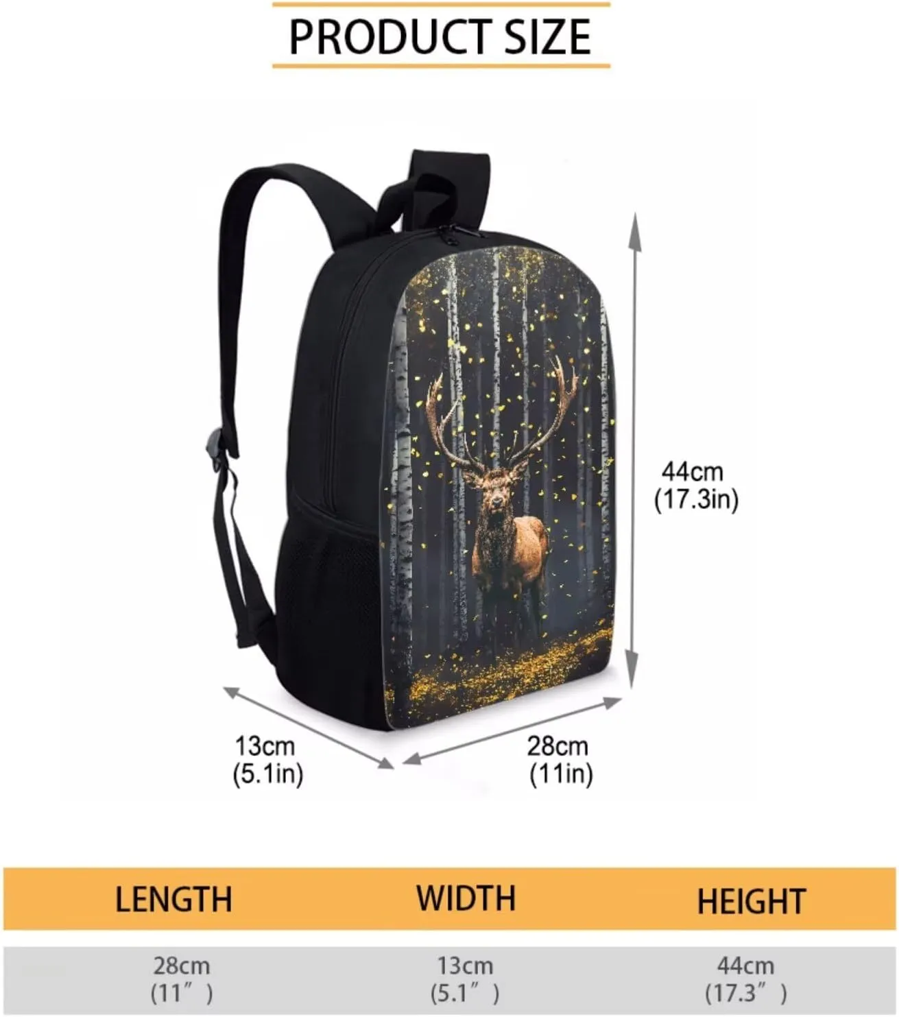 Xoenoiee Elk Forest Pattern School Backpack Set 4 Pieces Lightweight Teen Girls Boys Bookbags Lunch Bag Pencil Bag Students Back to School Gift