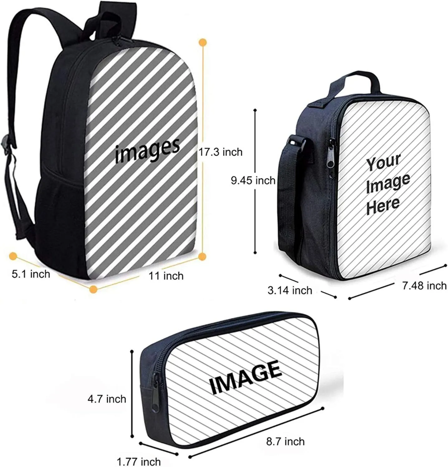 Xoenoiee Kids School Bags Pack of 3 Backpack & Insulated Lunch Bag Pencil Case Teen Girls Boys Elementary Travel Daypack Casual Rucksack Fire Vortex Basketball Pattern