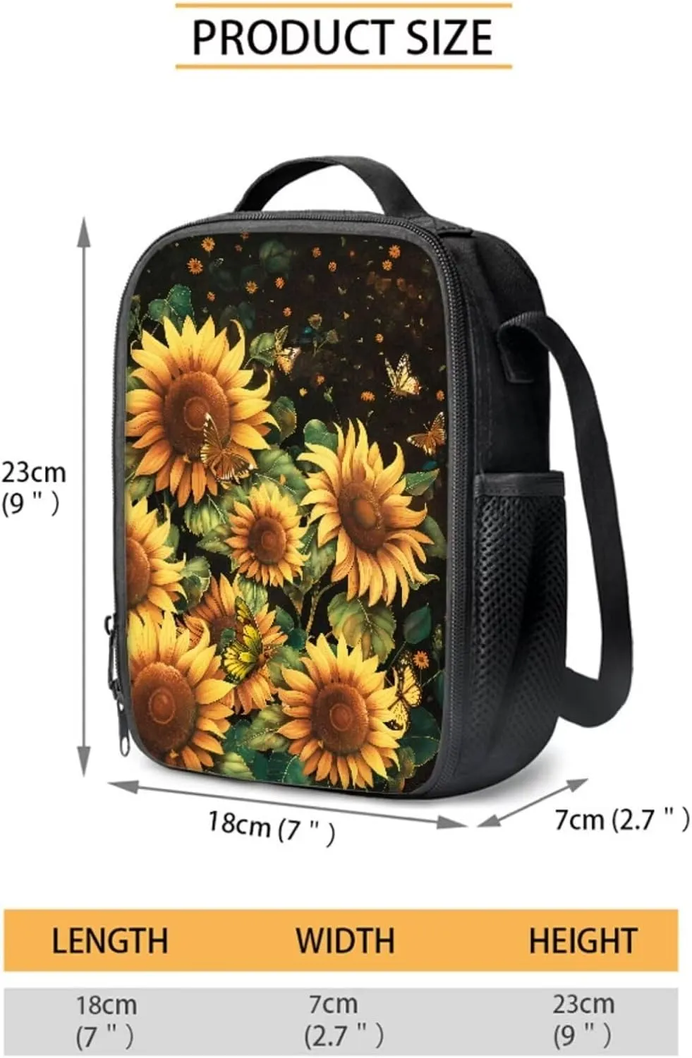 Xoenoiee Sunflower and Butterfly Pattern Kids Backpack Set for Boys Girls 17in School Backpack & Lunch Bag & Pencil Bag 3 in 1 Set for School Picnic Travel