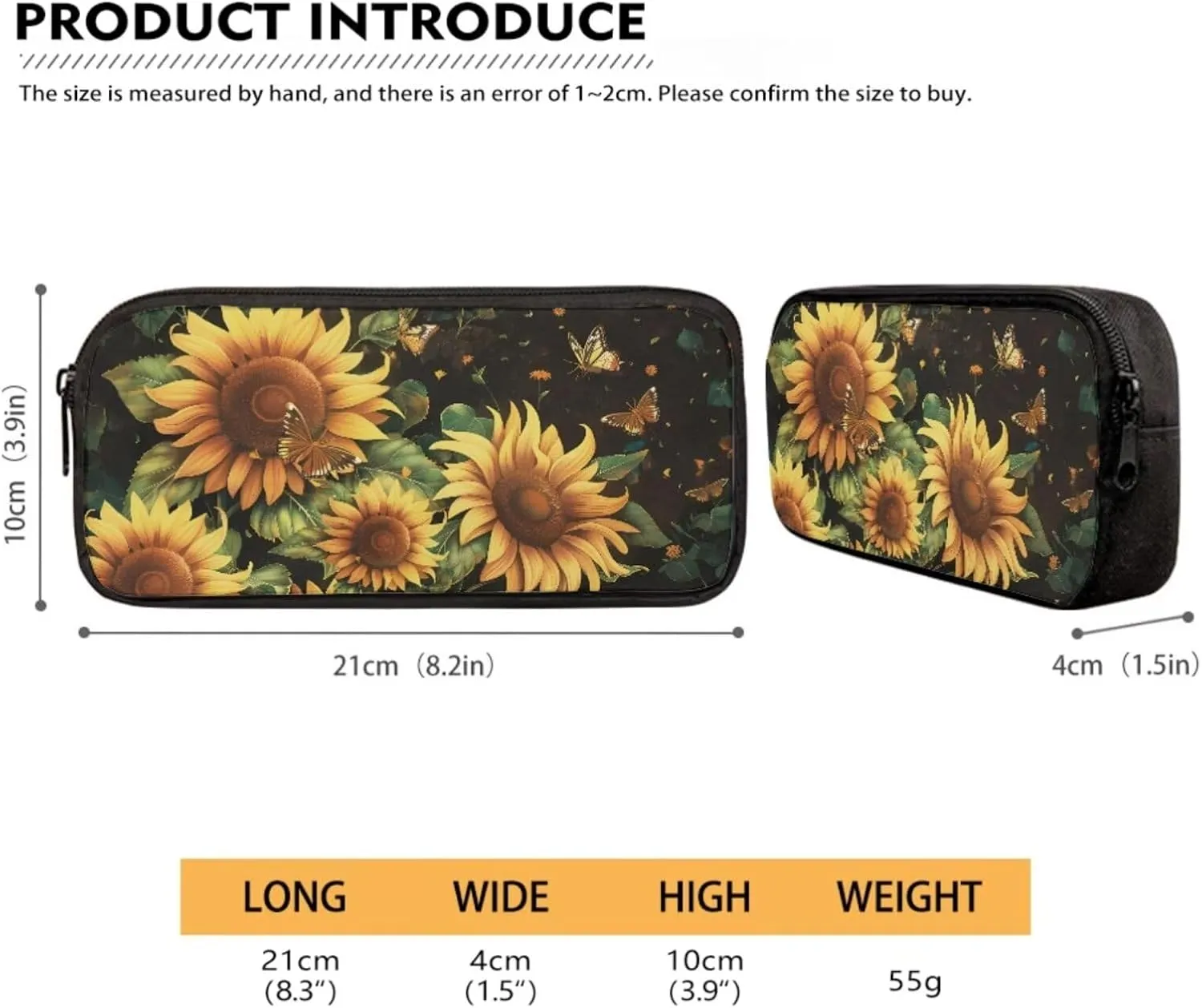 Xoenoiee Sunflower and Butterfly Pattern Kids Backpack Set for Boys Girls 17in School Backpack & Lunch Bag & Pencil Bag 3 in 1 Set for School Picnic Travel