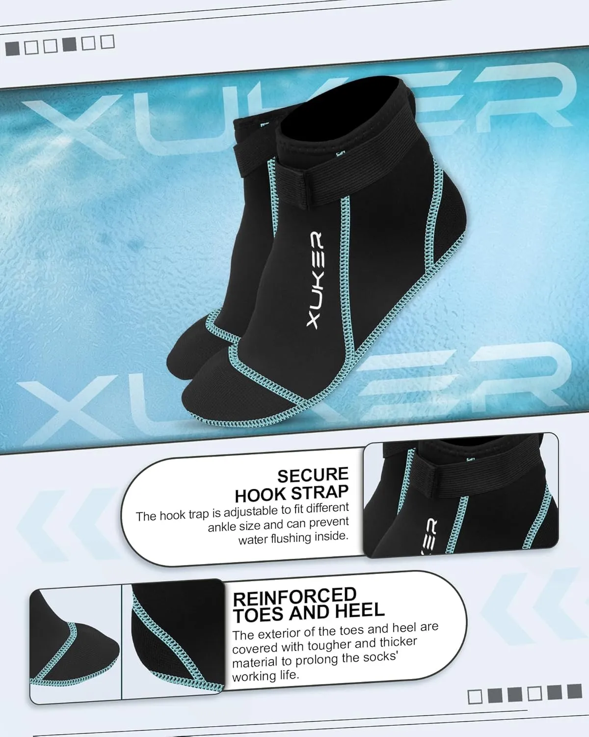 XUKER Neoprene Socks, 3mm Beach Volleyball Sand Soccer Wetsuit Socks Water Booties for Diving Snorkeling Kayaking Paddling