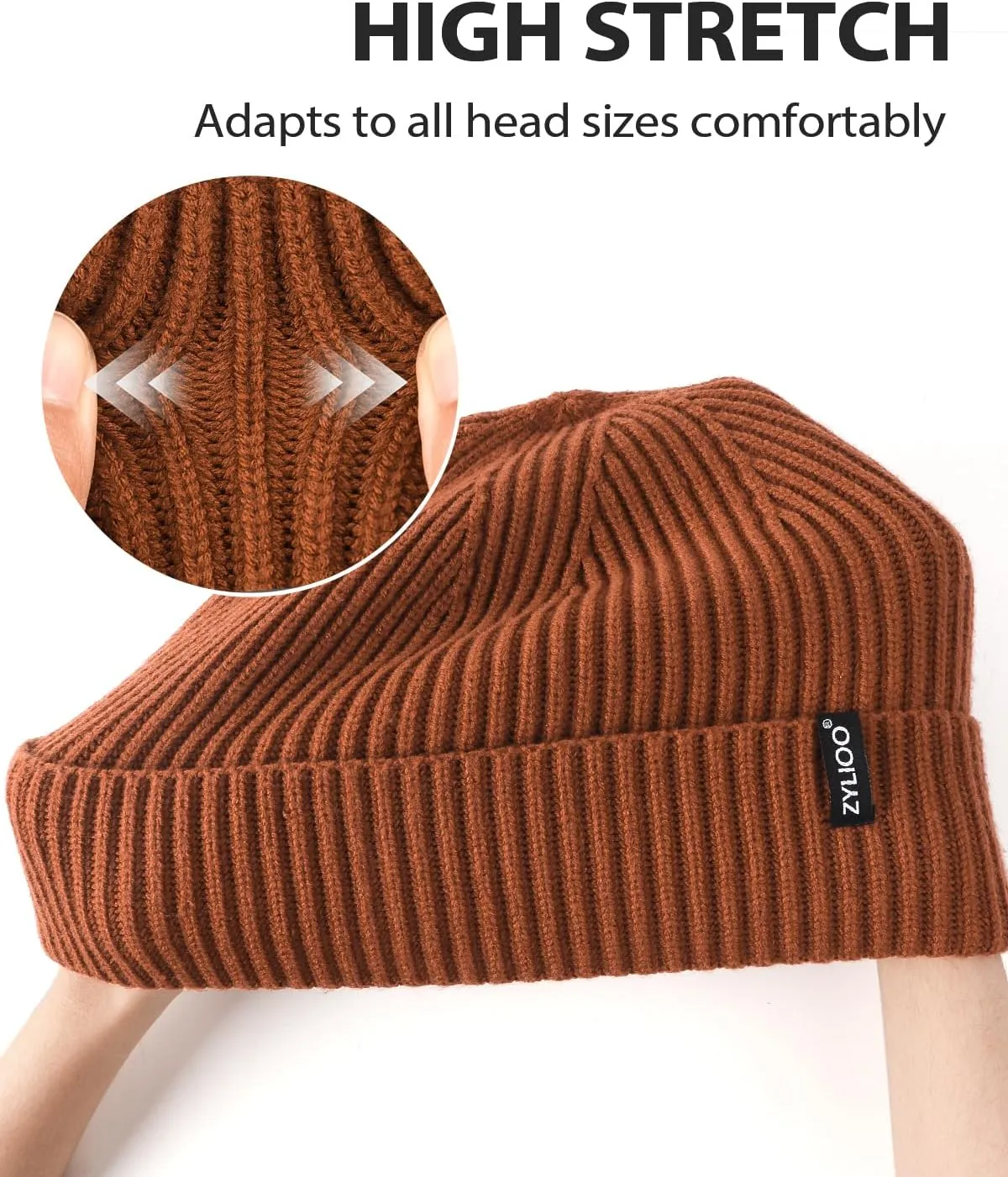 XXL/XL/L/M/S Beanie Hats,Plus Size Cuffed Knitted Hats,Large Ribbed Skull Cap for Big Heads,Small Winter Watch Cap