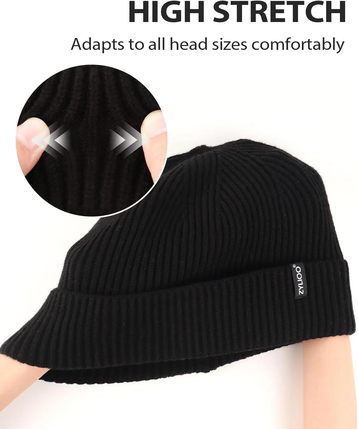 XXL/XL/L/M/S Beanie Hats,Plus Size Cuffed Knitted Hats,Large Ribbed Skull Cap for Big Heads,Small Winter Watch Cap