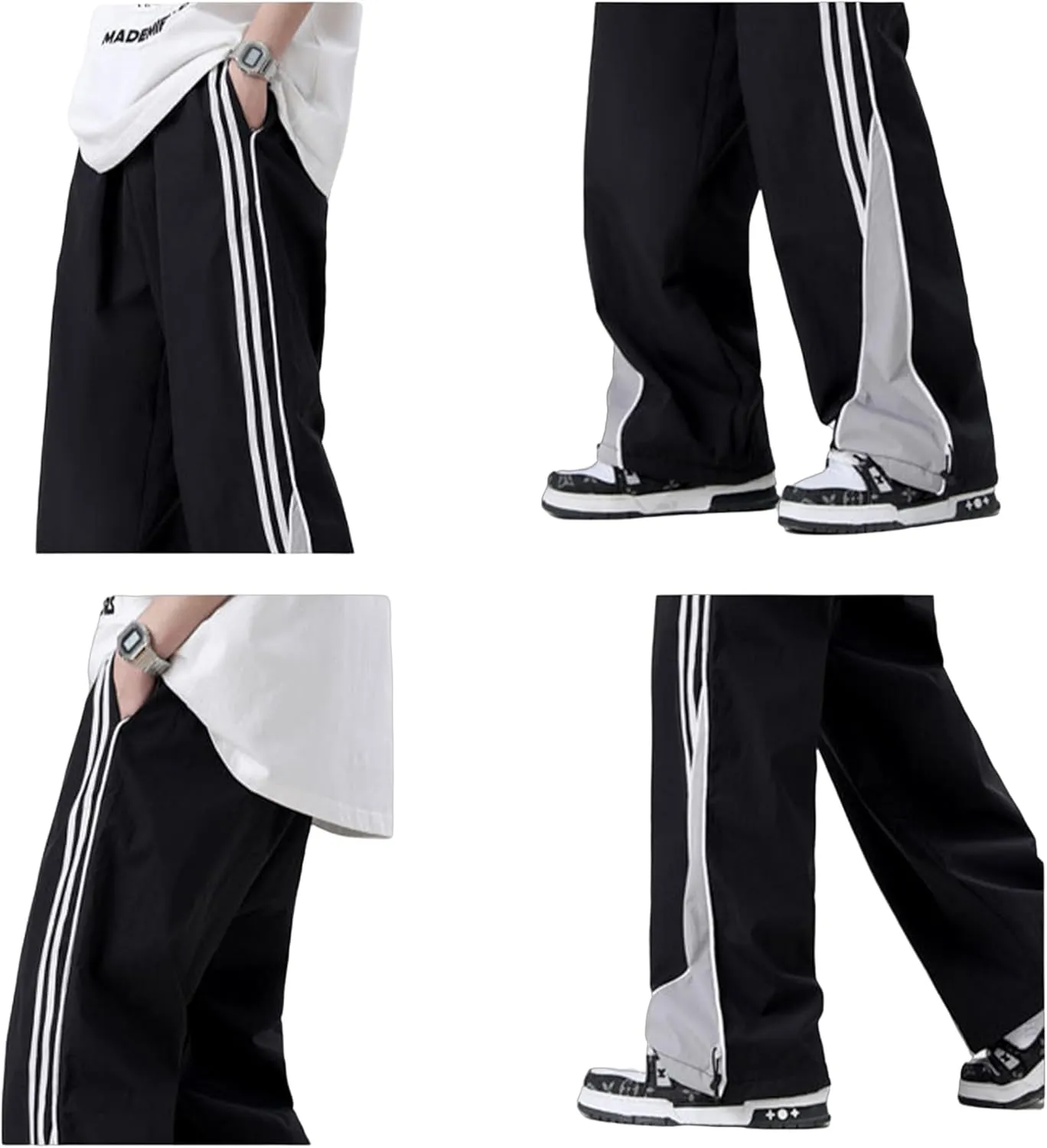 Y2k Pants Men Block Color Sweatpants Hip Hop Streetwear Pants Baggy Wide Leg Sweatpants Jogger Pants