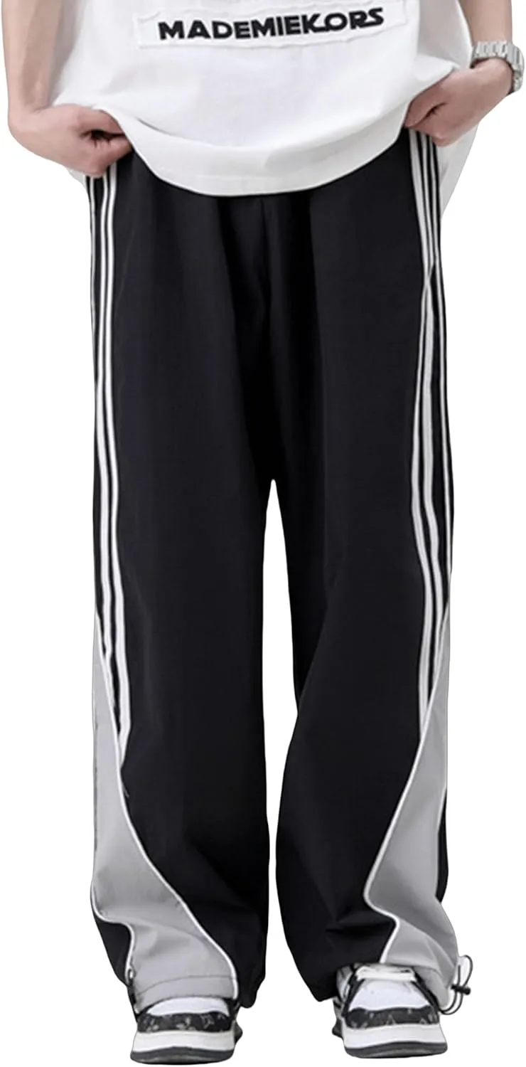 Y2k Pants Men Block Color Sweatpants Hip Hop Streetwear Pants Baggy Wide Leg Sweatpants Jogger Pants