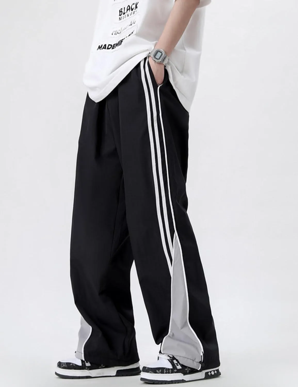 Y2k Pants Men Block Color Sweatpants Hip Hop Streetwear Pants Baggy Wide Leg Sweatpants Jogger Pants