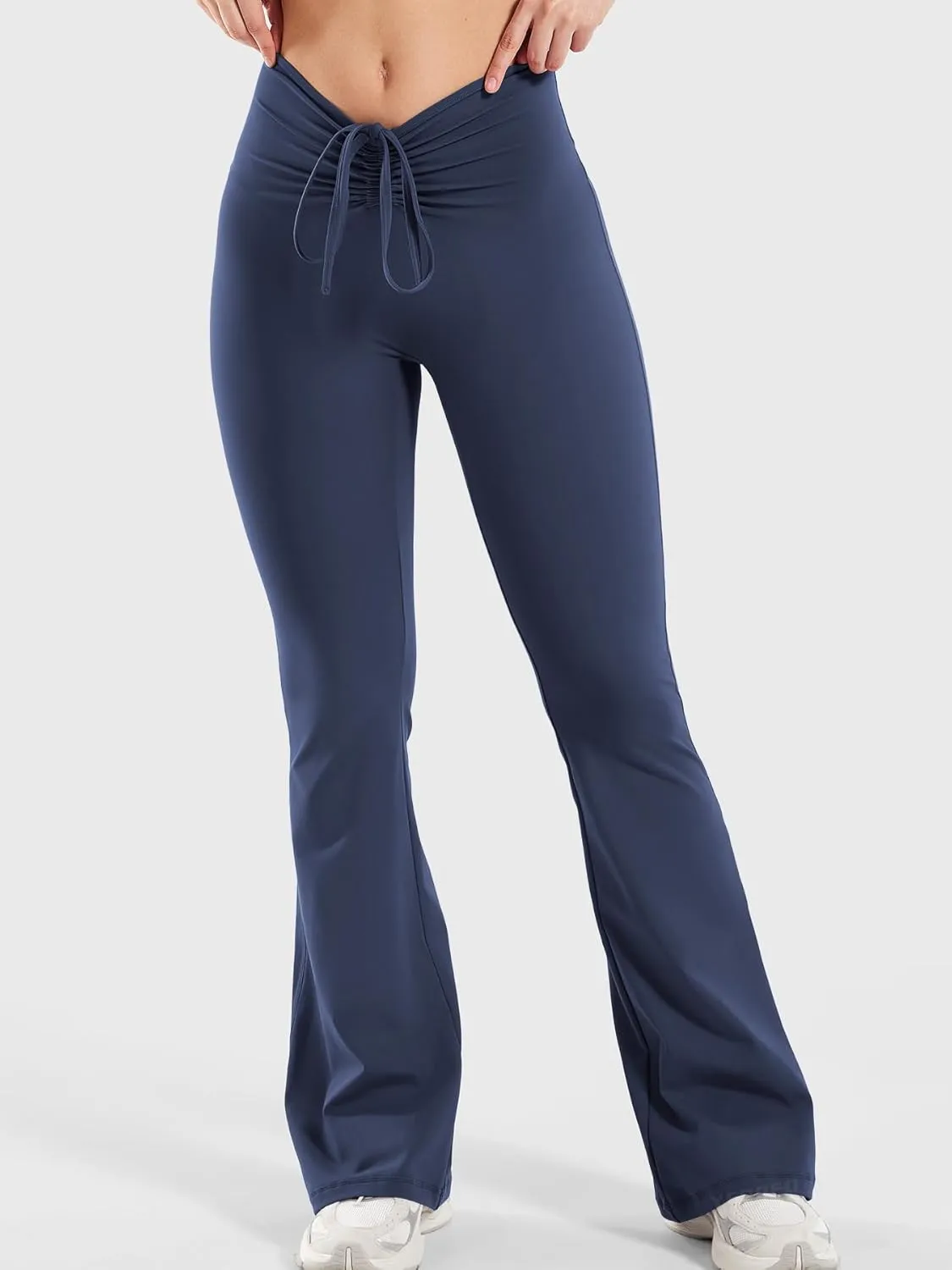 YEOREO Women Workout Scrunch Flare Leggings Drawstring No Front Seam Ericane Butt Lifting 31.5" Gym Yoga Leggings
