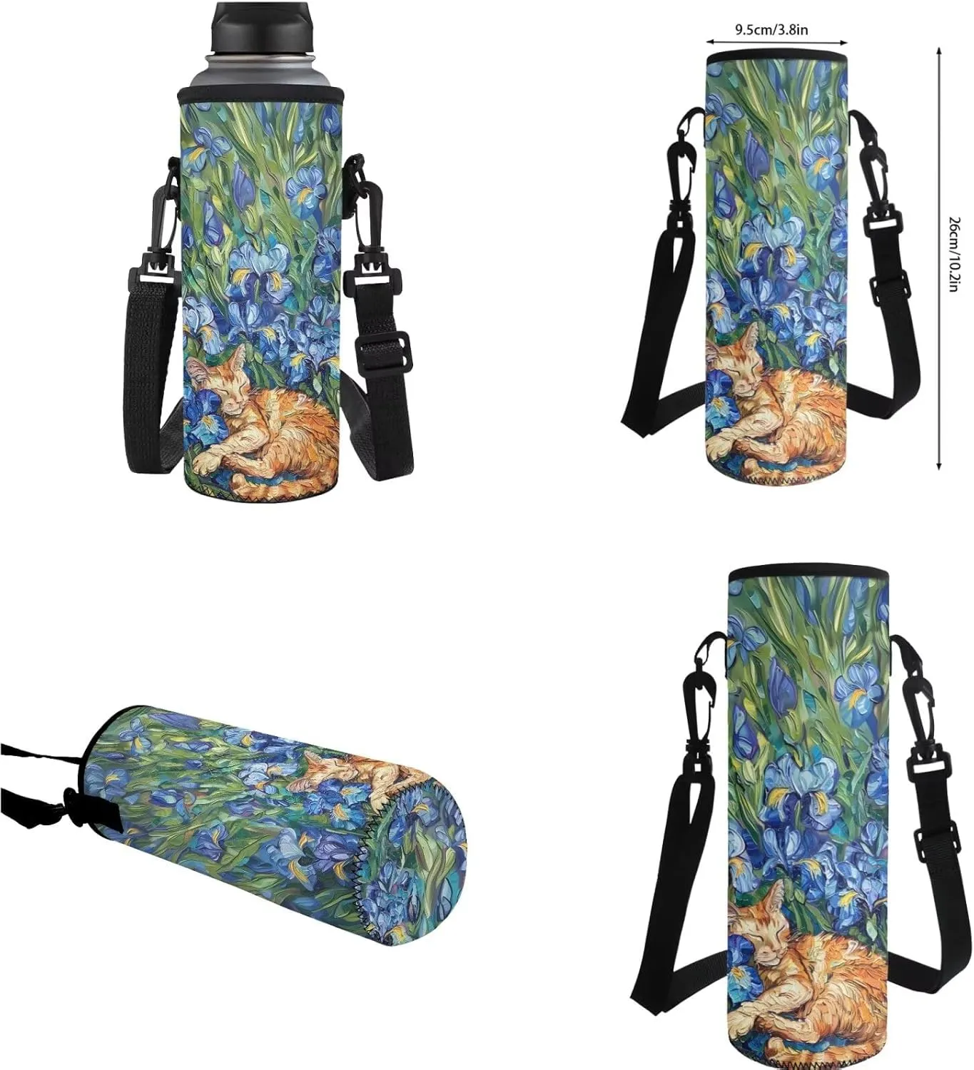 YEXIATODO Iris Cat Backpack and Lunch Box Set with Pencil Case Water Bottle Holder Girls School Backpack Daypack Shoulder Bags Middle-School Elementary Bookbags 17 inch