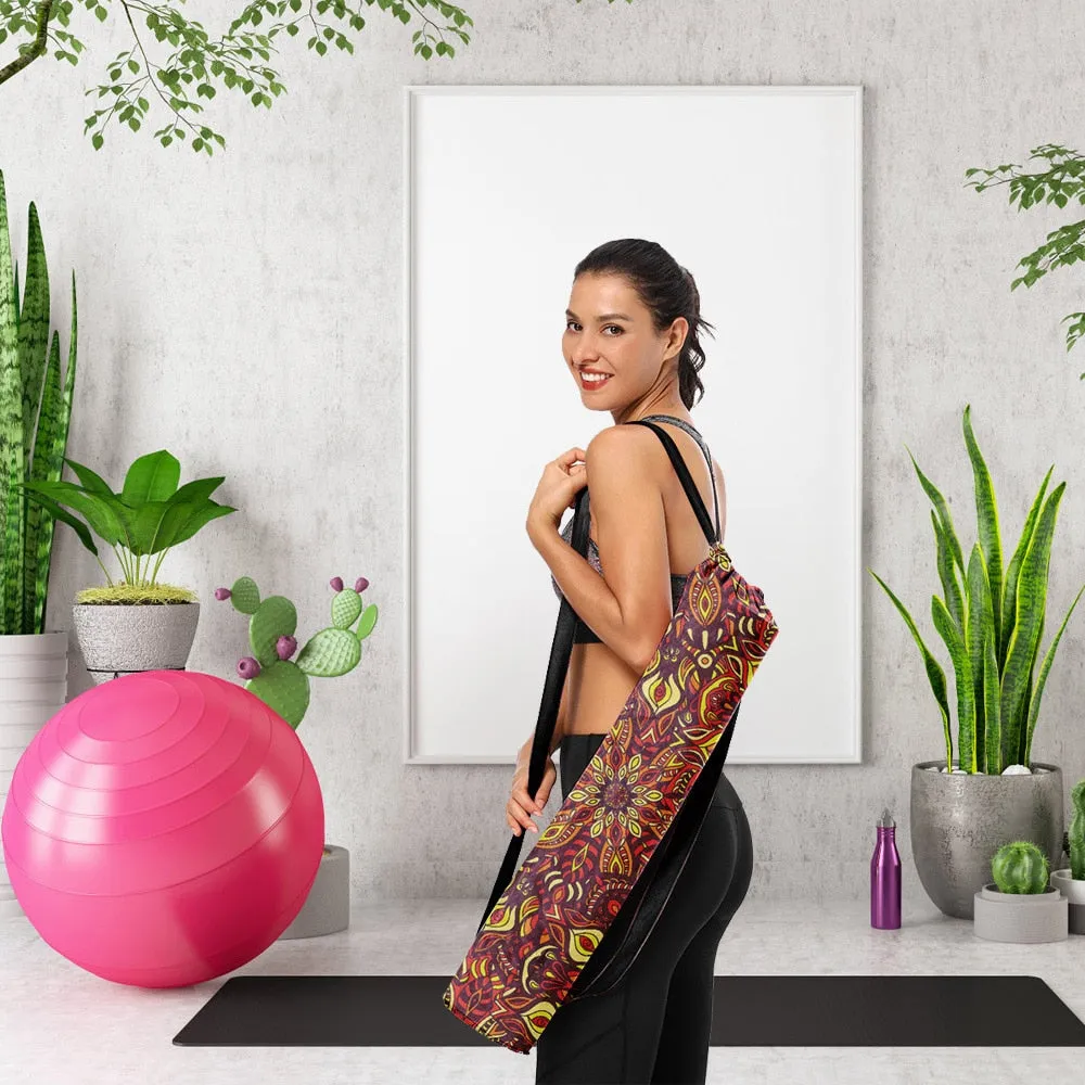 Yoga Mat Carrying Bags In 29 Different Colors And Patterns You Choose Gypsy Mandalas Plants Flowers Aztec Print Birds Canvas Drawstring Fashion Gym Accessory