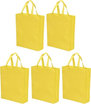 YOKIVE 10 Pack Reusable Gift Bag, DIY Blank Non-Woven Tote Bags, Great for Arts Crafts Grocery(Yellow, 38 x 30cm)