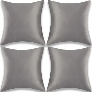 Yonous Throw Pillow Covers, Velvet Soft Decorative Cushion Case for Sofa Bedroom Car, Set of 4, 16x16 Inch, Grey