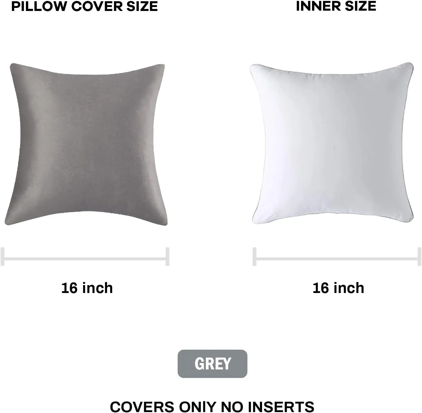Yonous Throw Pillow Covers, Velvet Soft Decorative Cushion Case for Sofa Bedroom Car, Set of 4, 16x16 Inch, Grey