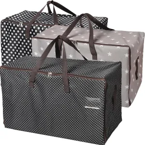 Yopay 3 Pack Extra Large Moving Bags, Heavy Duty Packing Tote Bags for Moving, Waterproof Strong Handle Zipper Clothes Storage Containers Bins for Camping and Travel, 28" L X 14" H X 16" D, No Frame