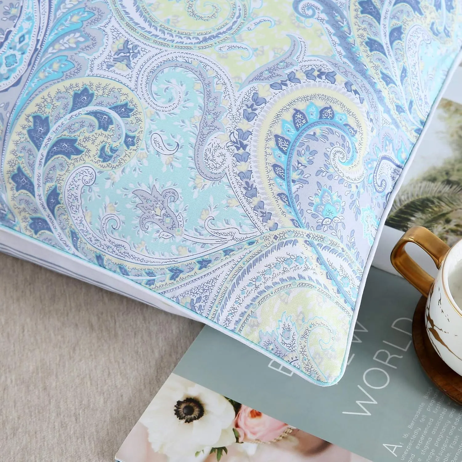 YOU SA Pillow Cases Set Blue Paisley Design Pillowcases Set of 2 Pillow Covers(King,Color-2)