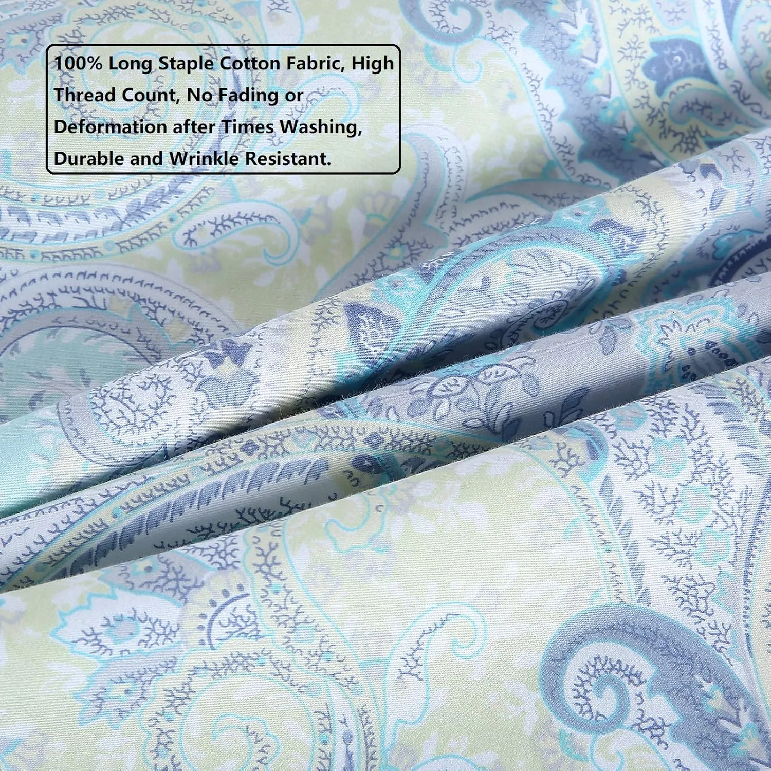 YOU SA Pillow Cases Set Blue Paisley Design Pillowcases Set of 2 Pillow Covers(King,Color-2)