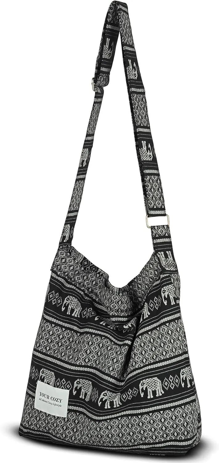 Your Cozy Women's Retro Large Size Cotton Shoulder Bag Hobo Crossbody Handbag Casual Tote For Shopping and Travel