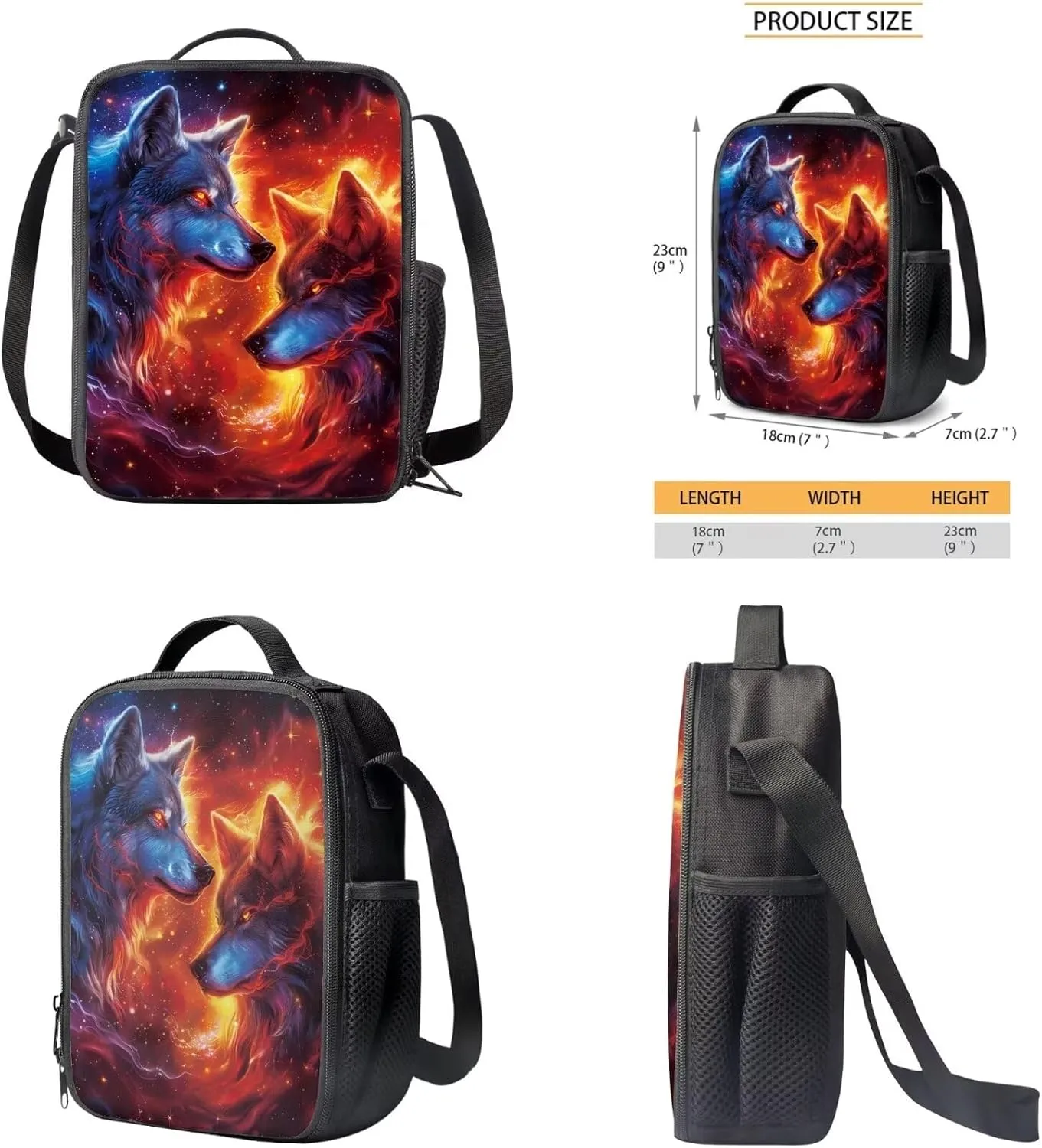 Ystardream Cool Wolf Backpack for Boys 10-12 Kids Backpack with Lunch Box Pencil Box Custom Student Backpack for Teenagers Primary School Backpack for School Travel Sports Camping