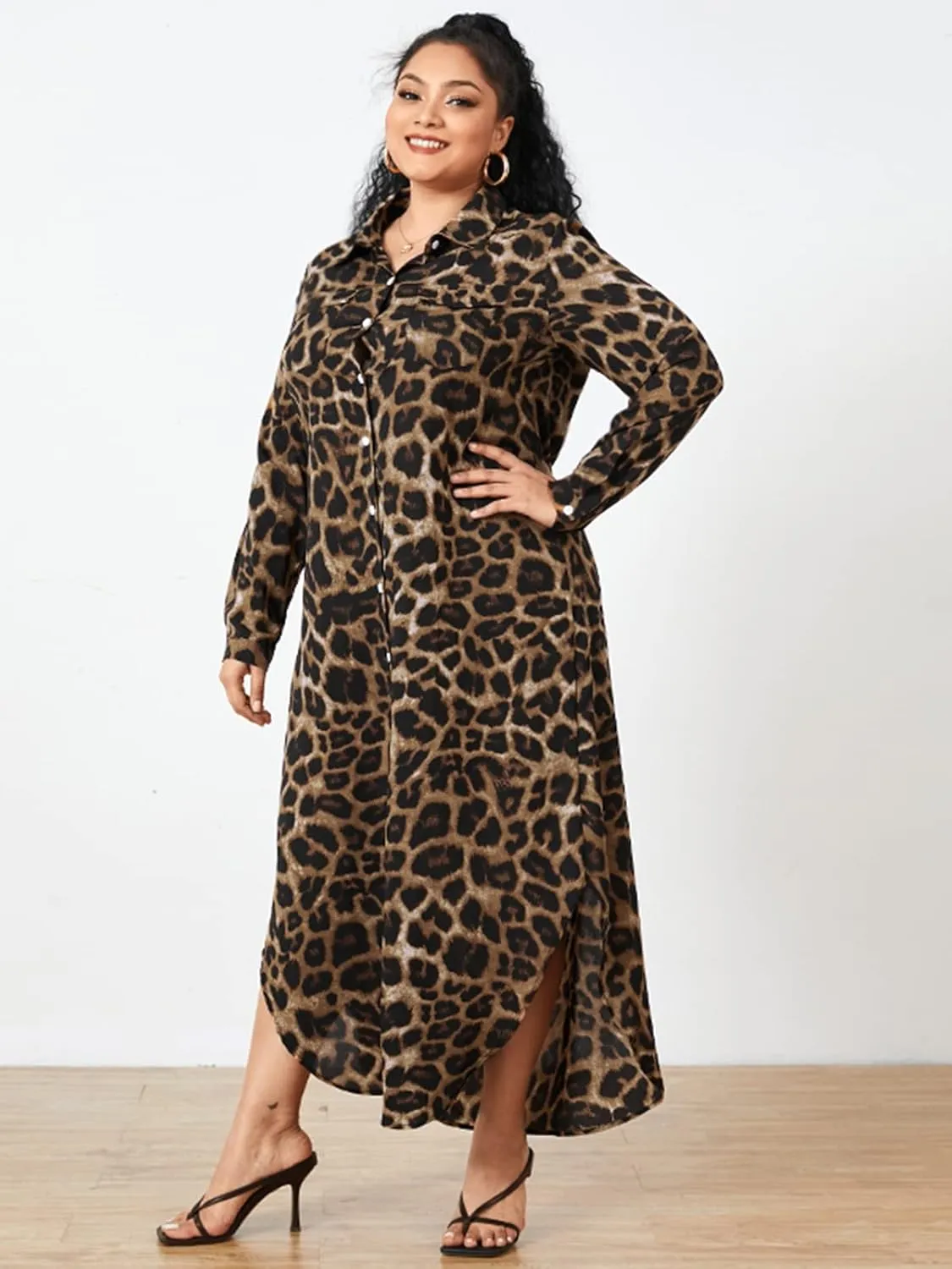 ZANZEA Women's Button Down Floral Print Shirt Dress Long Sleeve Casual Loose Long Blouse Maxi Dresses