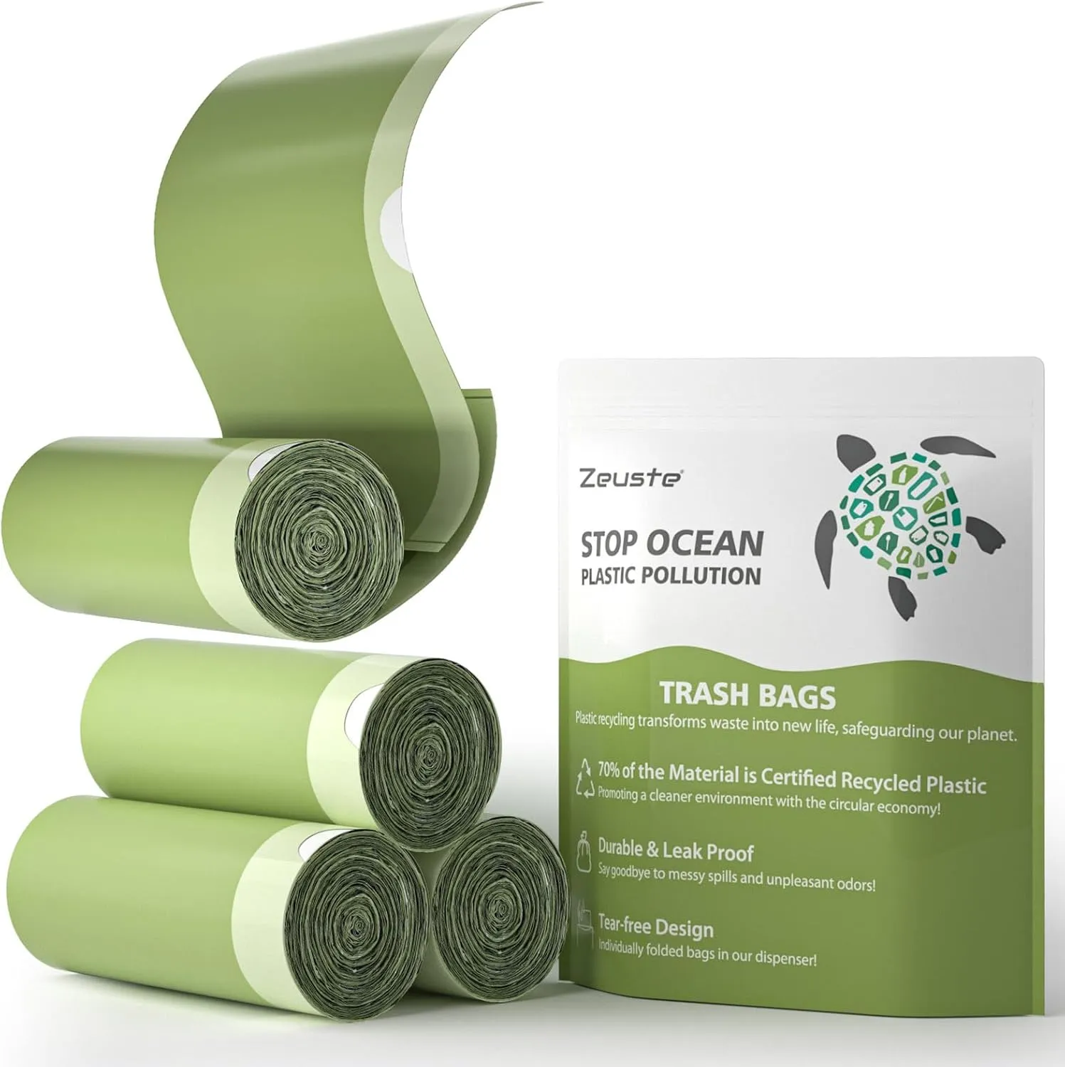 Zeuste Small Trash Bags 2.6-3 Gallon Garbage Bags Drawstring 100 Count, 70% PCR Content No-tear Design Unscented Strong Small Garbage Bags For Bathroom, Pet (5-10 Liter Mini Trash Bags)