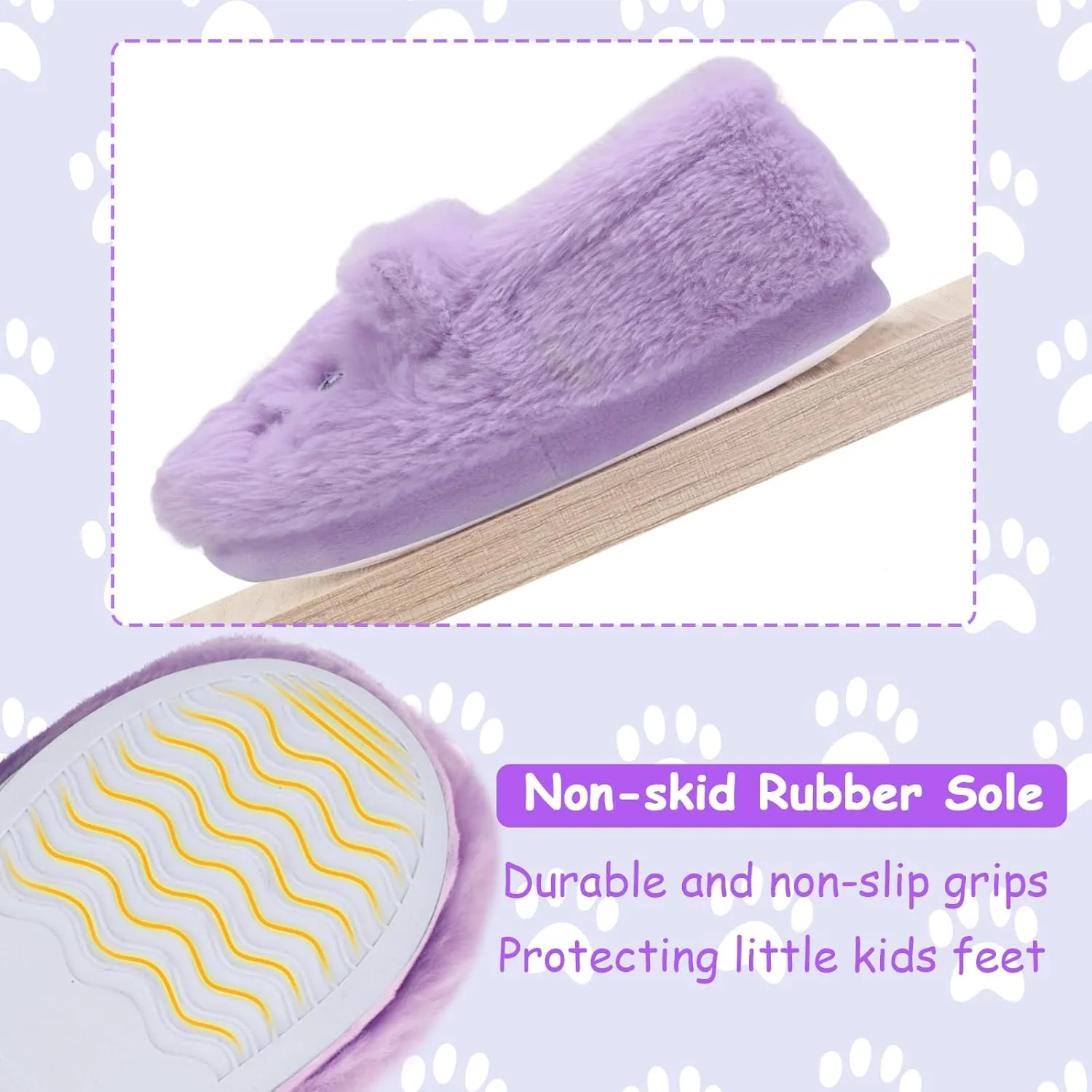 ZGDG Girls Slippers Plush House Slippers Faux Fur No-Slip Shoes Memory Foam Princess House Shoes for Bedroom Indoor Outdoor(Toddler/Little/Big Kid)