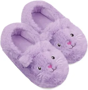 ZGDG Girls Slippers Plush House Slippers Faux Fur No-Slip Shoes Memory Foam Princess House Shoes for Bedroom Indoor Outdoor(Toddler/Little/Big Kid)