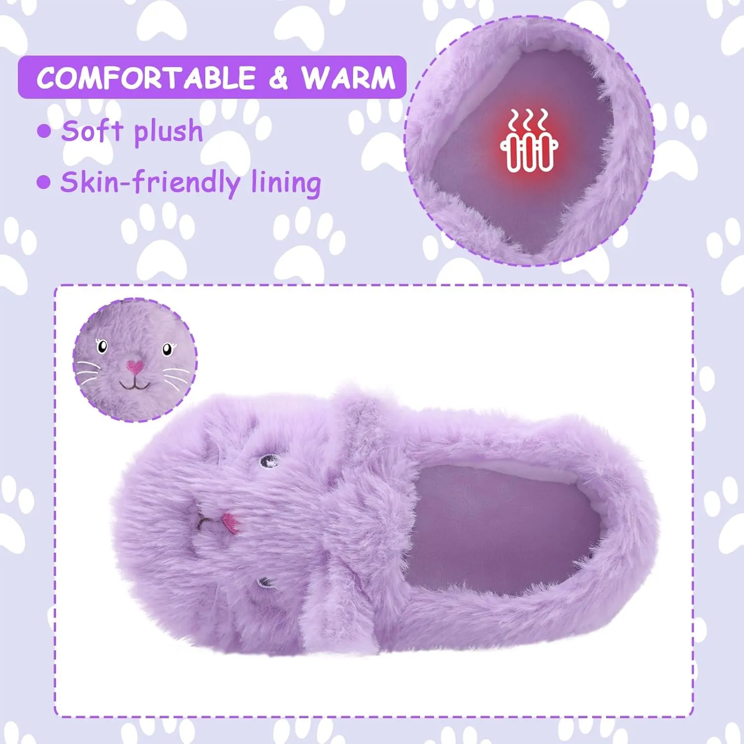 ZGDG Girls Slippers Plush House Slippers Faux Fur No-Slip Shoes Memory Foam Princess House Shoes for Bedroom Indoor Outdoor(Toddler/Little/Big Kid)