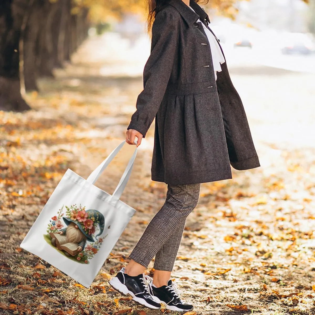ZHAMEN Gnomes Gifts for Women - Funny Thanksgiving Pumpkin Christmas Halloween Sunflower Tote Bag