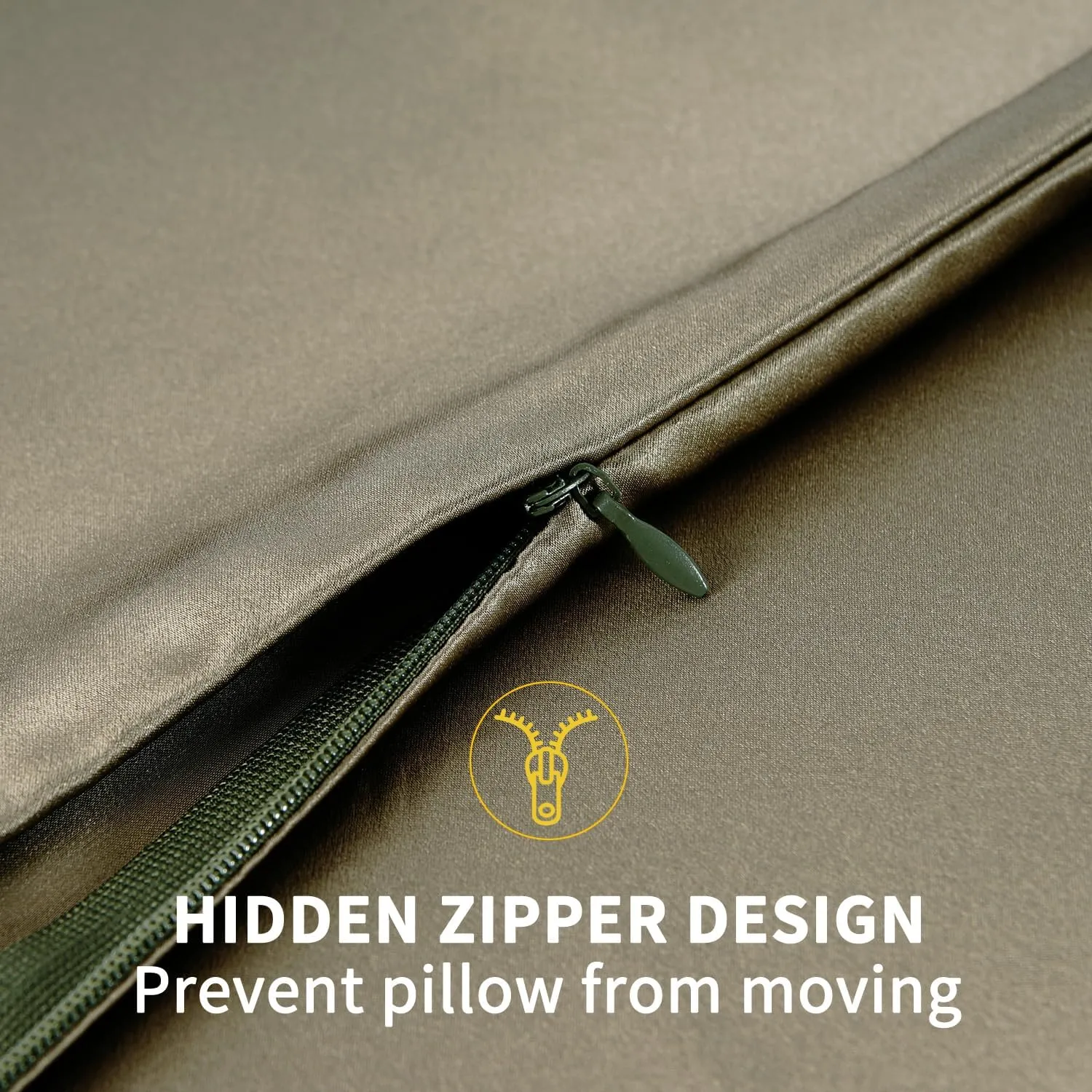 ZIMASILK 100% Pure Mulberry Silk Pillowcase for Hair and Skin Health,Soft and Smooth,Both Sides Premium Grade 6A Silk,600 Thread Count,with Hidden Zipper,1pc(Standard 20''x26'',Olive Green)
