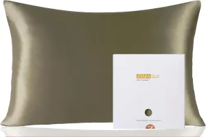 ZIMASILK 100% Pure Mulberry Silk Pillowcase for Hair and Skin Health,Soft and Smooth,Both Sides Premium Grade 6A Silk,600 Thread Count,with Hidden Zipper,1pc(Standard 20''x26'',Olive Green)