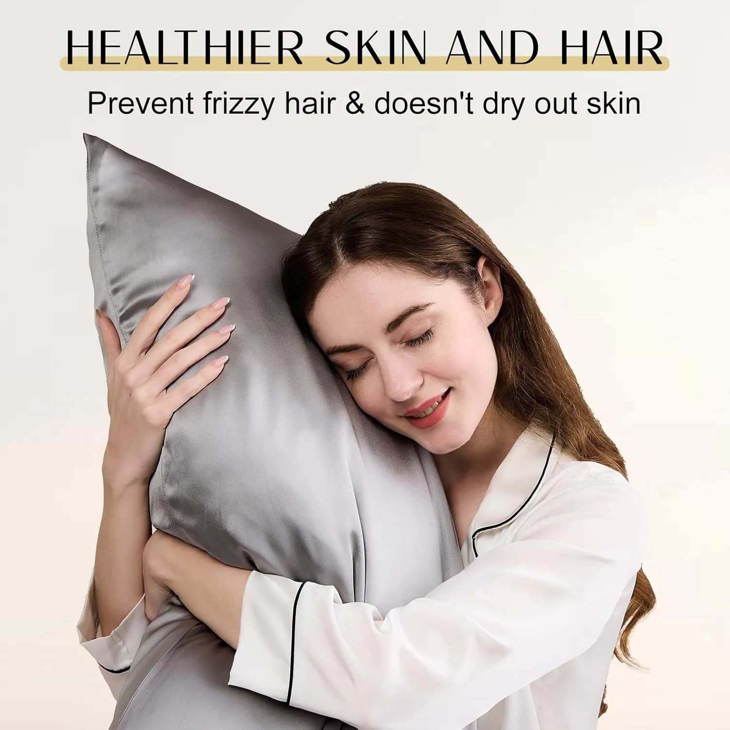 ZIMASILK Upgraded 100% Pure Mulberry Silk Pillowcase for Hair and Skin Silk Pillow Cases with Reinforced Hidden Zipper, More Soft & Durable Highest Grade 6A Silk, Gift Box 1Pc (20"x26", Grey)