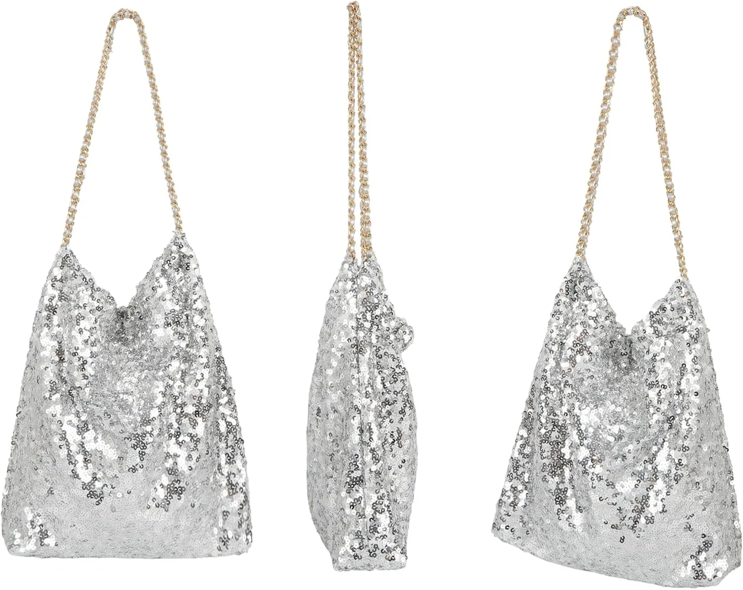 ZLM BAG US Women's Glitter Sequins Shoulder Tote Big Capacity Shimmer Shopping Bag Sparkling Handbag Purse