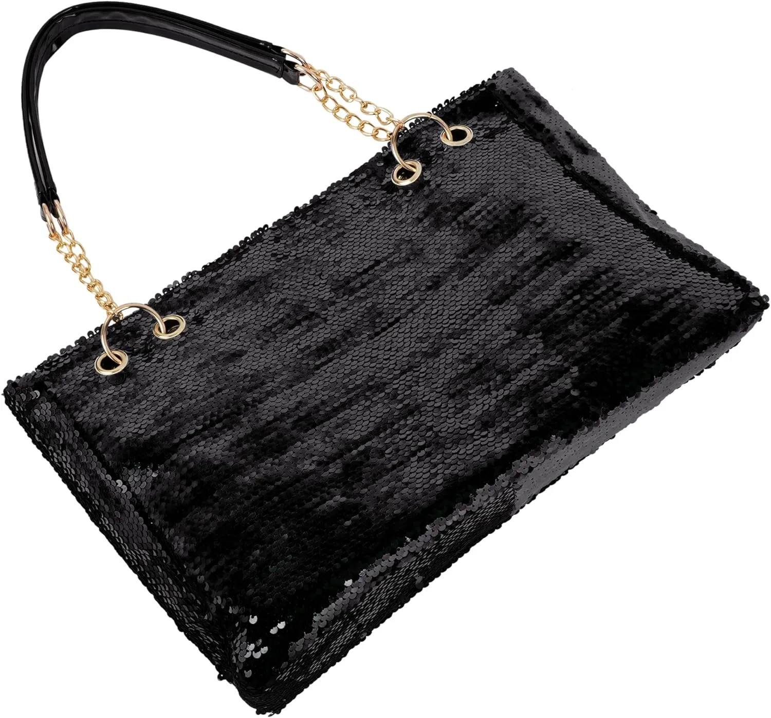 ZLM BAG US Women's Glitter Sequins Shoulder Tote Big Capacity Shimmer Shopping Bag Sparkling Handbag Purse