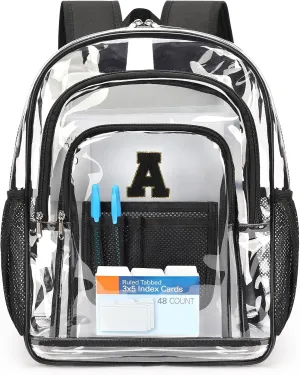 ZORFIN Clear Backpack for School: Large Clear Bookbag - Heavy Duty PVC Transparent Backpack for College Workplace Security Black A