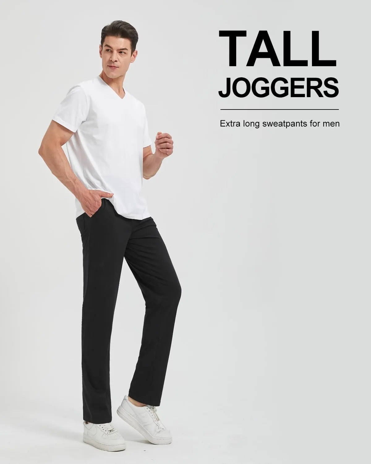 Zylioo Extra Long Sweatpants for Men Tall,Mens Black Sweatpants Long 34 Inch Inseam,Mens Joggers Tall Size