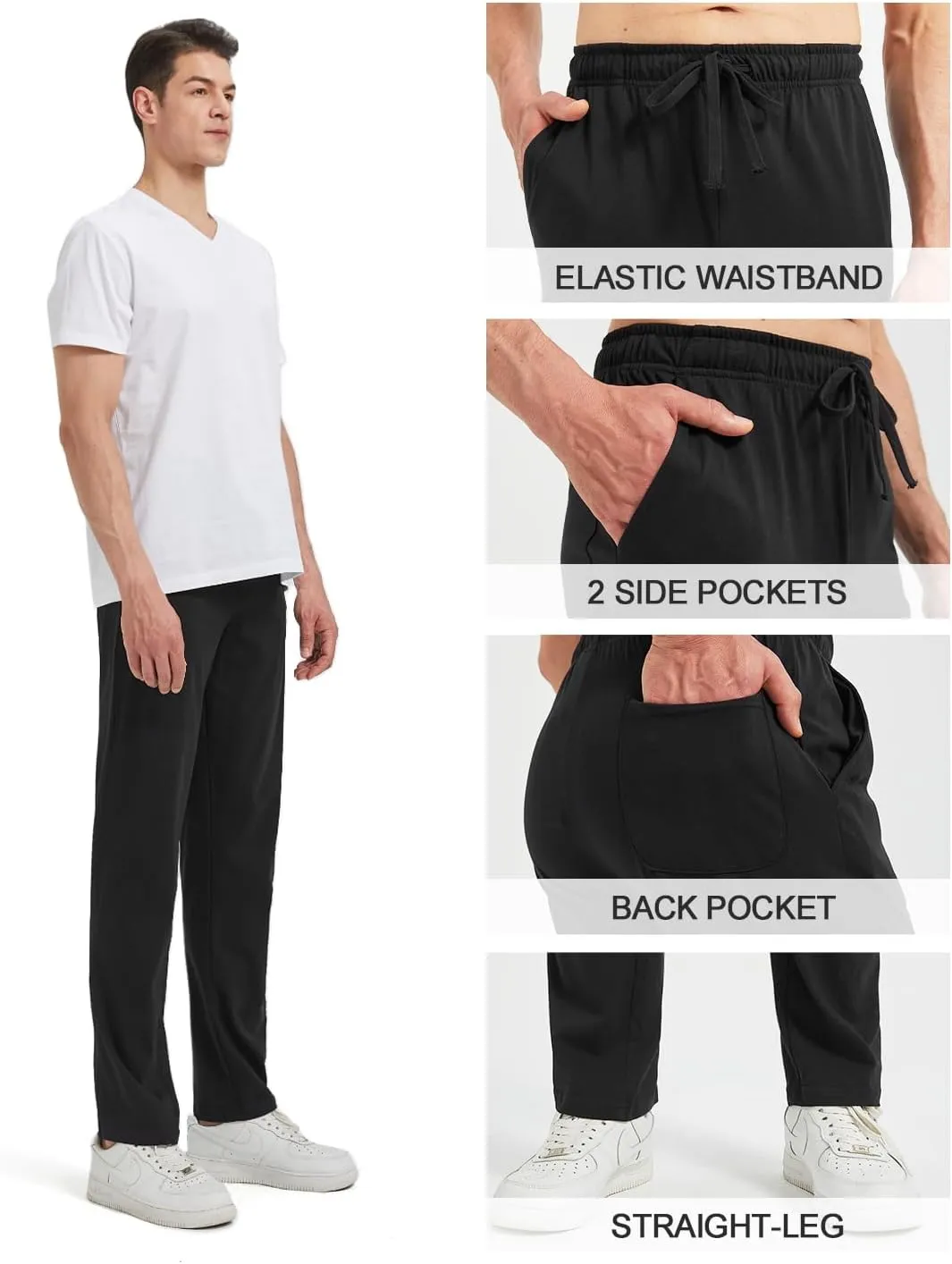 Zylioo Extra Long Sweatpants for Men Tall,Mens Black Sweatpants Long 34 Inch Inseam,Mens Joggers Tall Size