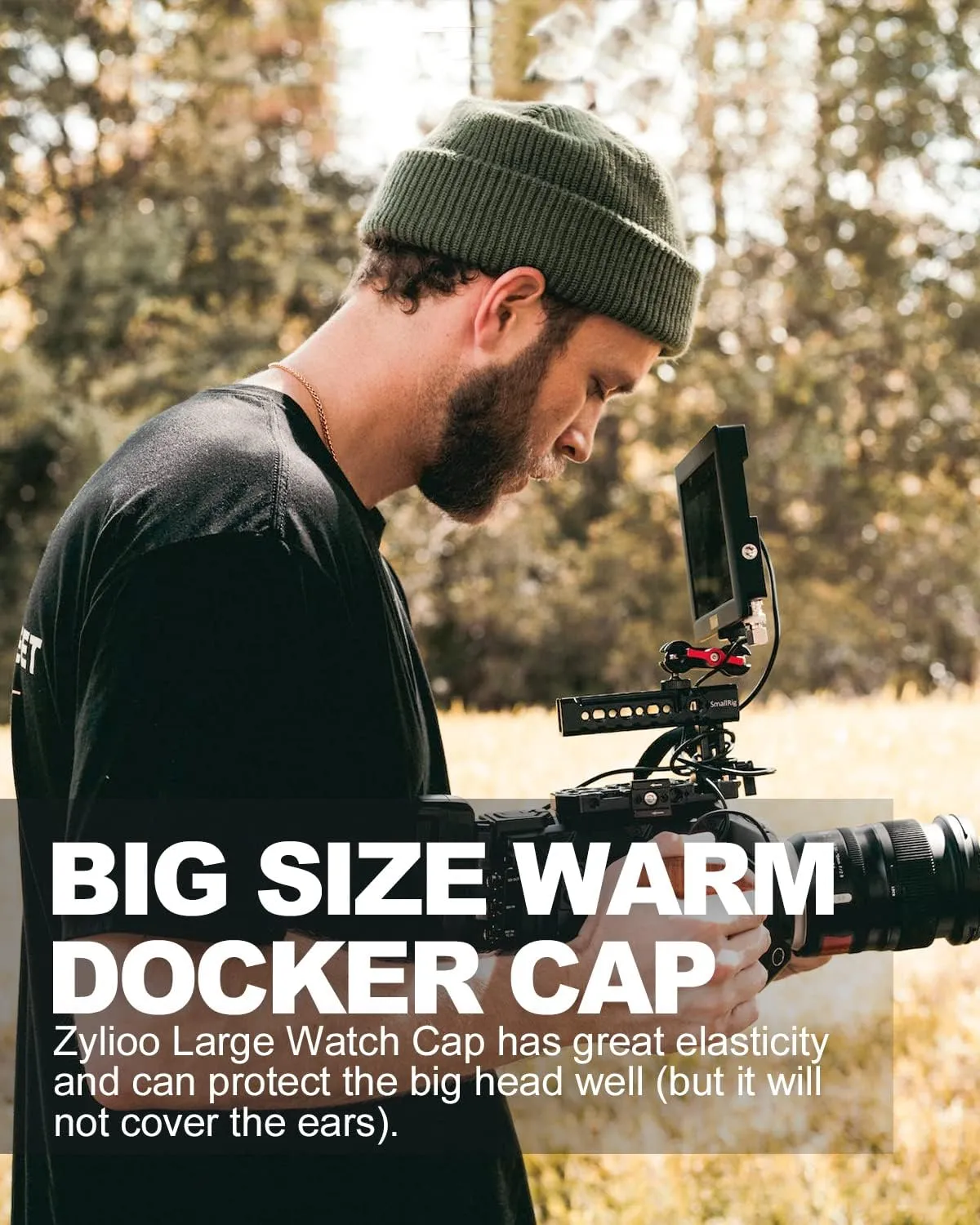 Zylioo XXL Brimless Beanie Hats,Large Knitted Trawler Skull Cap,Winter Stretchy Docker Cap,Warm Rolled Cuff Harbour Hat