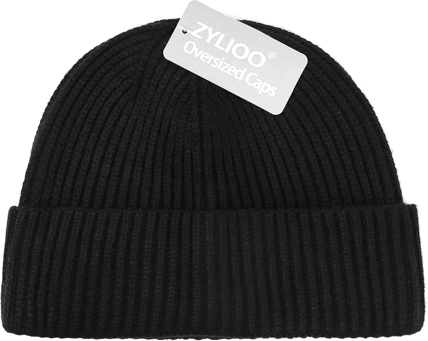 Zylioo XXL Brimless Beanie Hats,Large Knitted Trawler Skull Cap,Winter Stretchy Docker Cap,Warm Rolled Cuff Harbour Hat