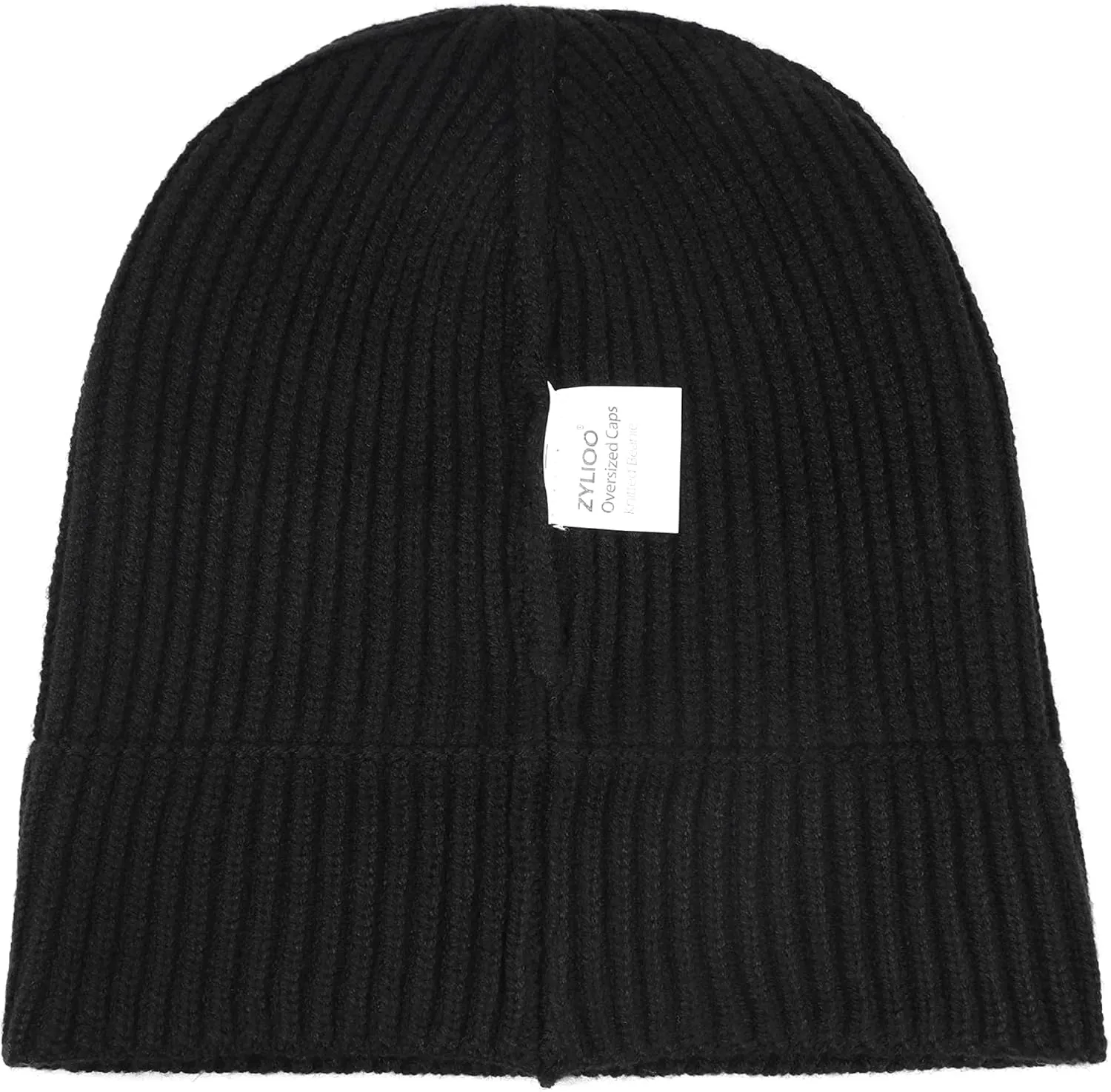 Zylioo XXL Brimless Beanie Hats,Large Knitted Trawler Skull Cap,Winter Stretchy Docker Cap,Warm Rolled Cuff Harbour Hat